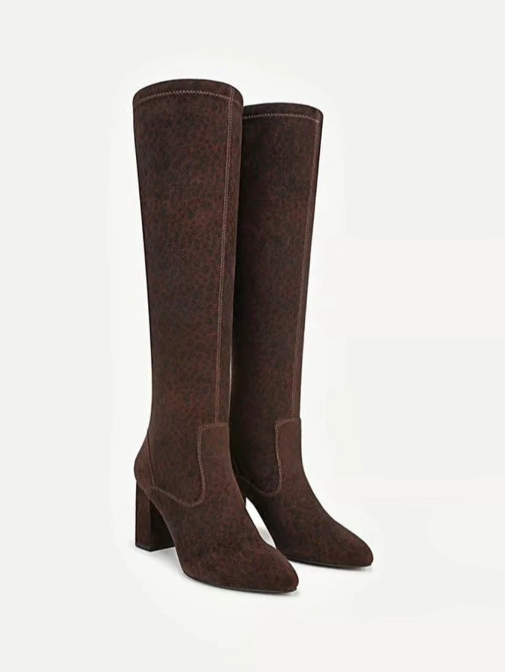 Franco Katherine Knee High Boot Brown Leopard Print Microfiber